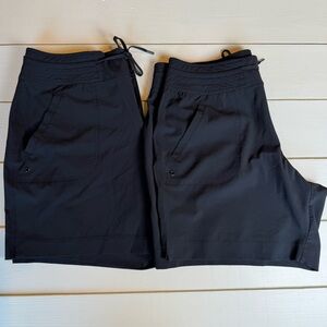 2 Pair Athletic Works Black Athletic Shorts with Adjustable Waistband